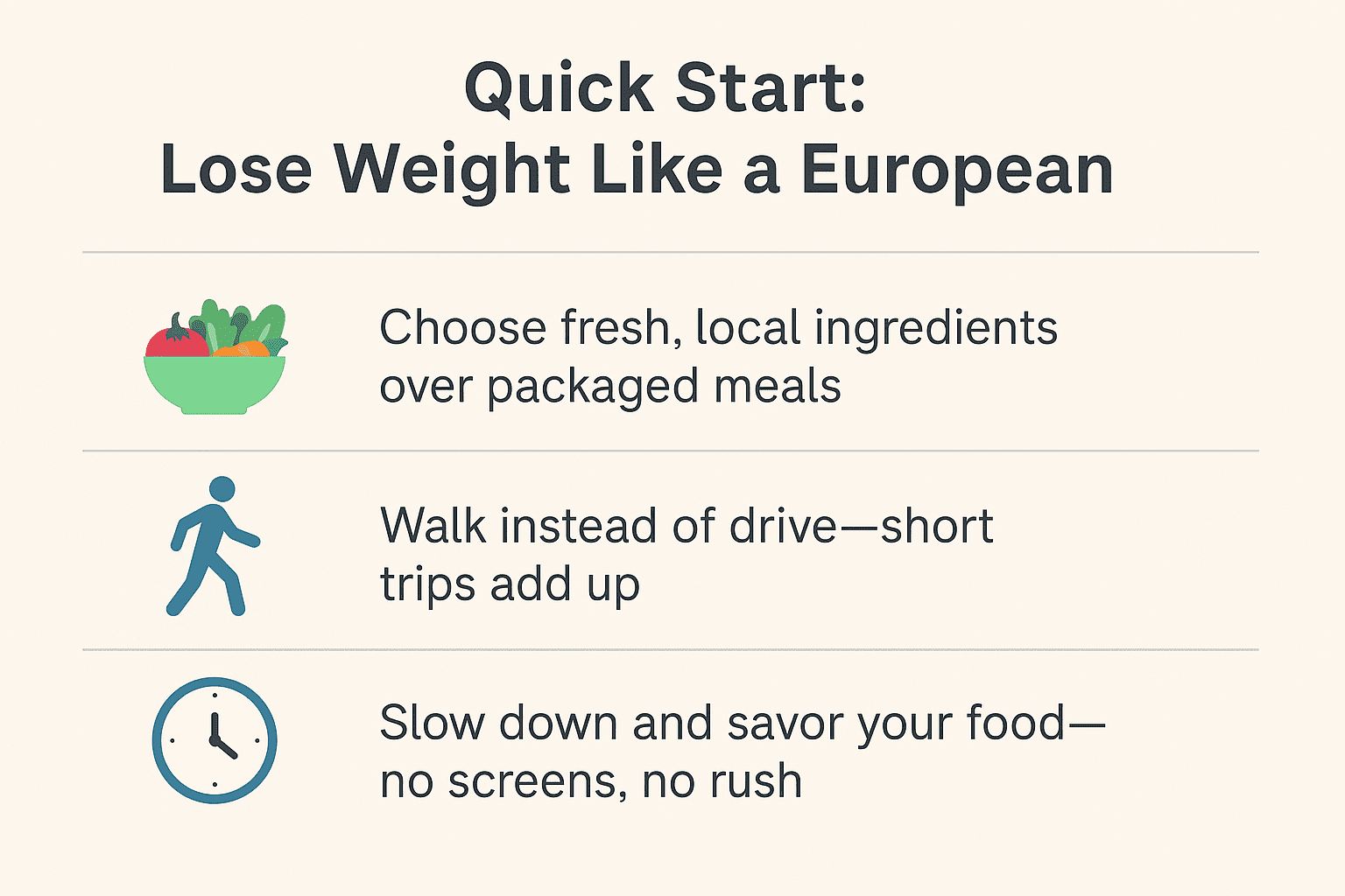 quick start tips to lose weight like a European