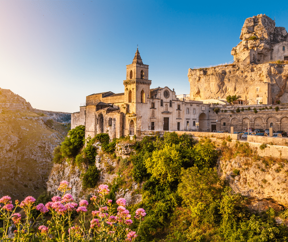 Panoramic view of Matera’s stone-carved skyline and cave dwellings—one of Italy’s hidden gems and top European destinations 2025.