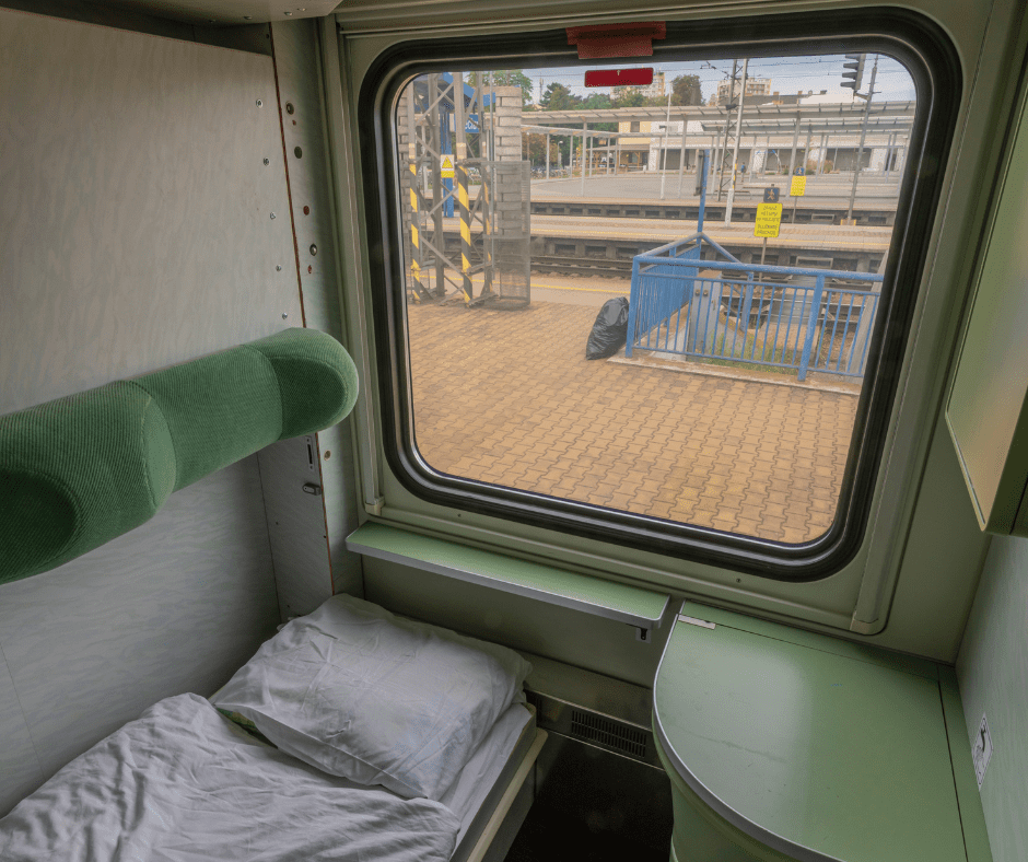 Single compartment in night fast train from Presov to Prague
