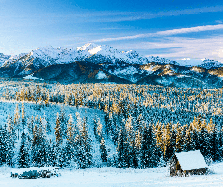 Tatras Mountains Range snow in winter