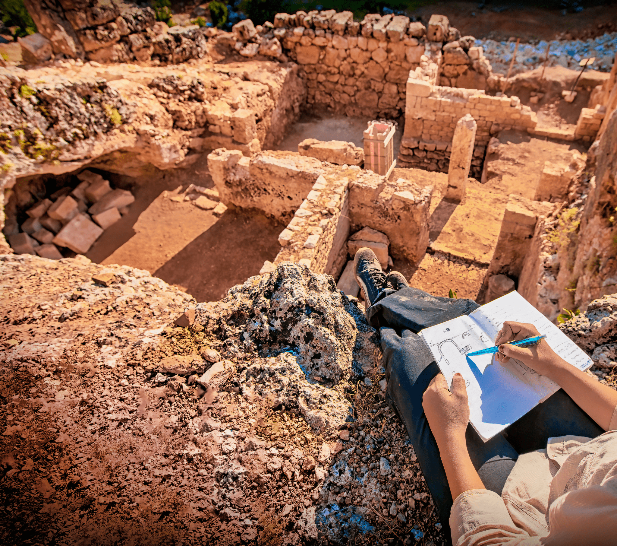 Traveler exploring ancient Roman ruins, symbolizing a history buff’s passion for uncovering Europe’s rich past through iconic landmarks and historic sites.