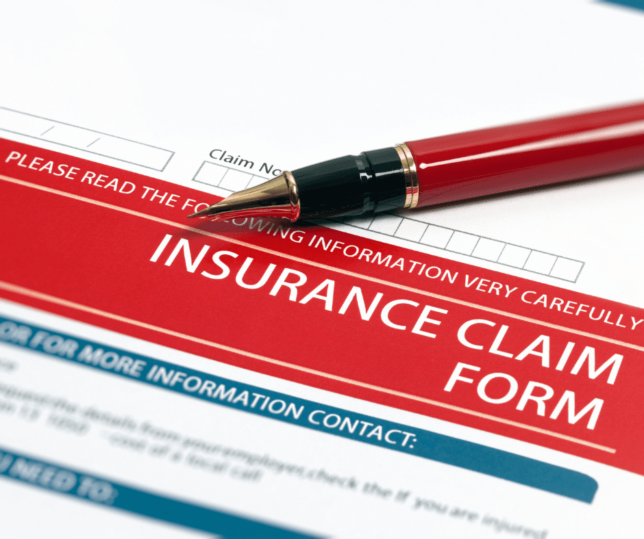 A close-up of an insurance claim form, symbolizing the process of filing a claim for travel insurance and the importance of having coverage during unforeseen travel disruptions.