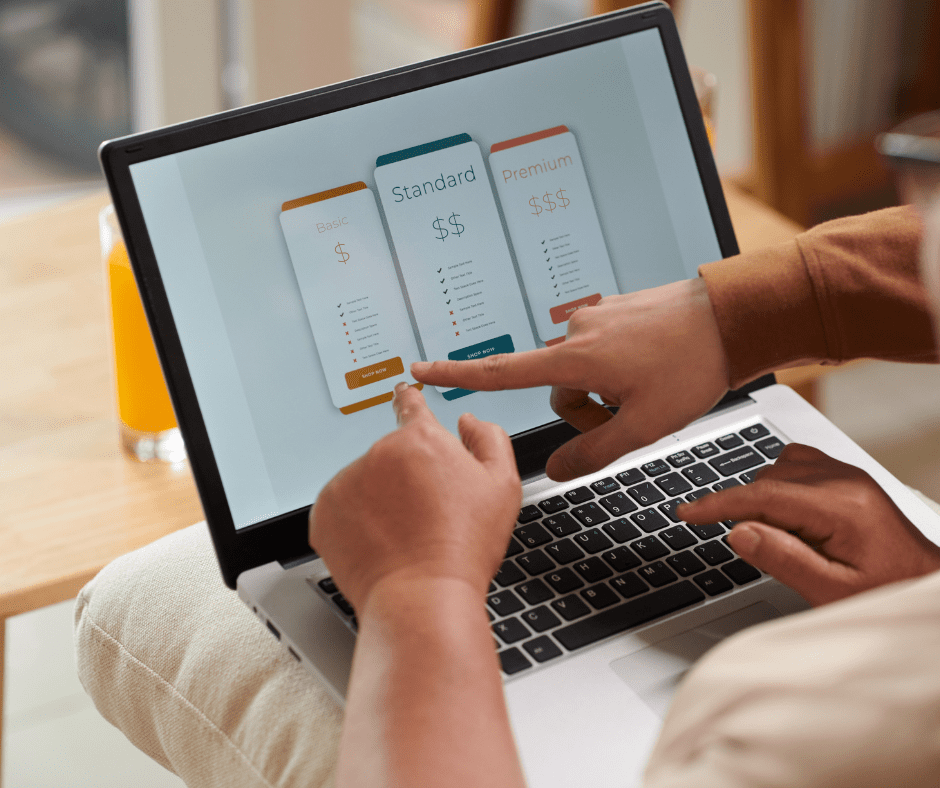 reviewing different premium travel insurance policies with a financial advisor, highlighting the process of choosing the best plan for a European trip