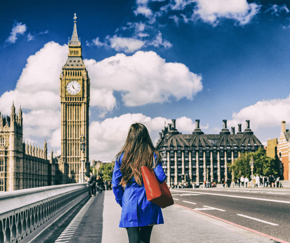 Person walking near Big Ben in London, illustrating how everyday walking in European cities supports weight loss and a healthier lifestyle.